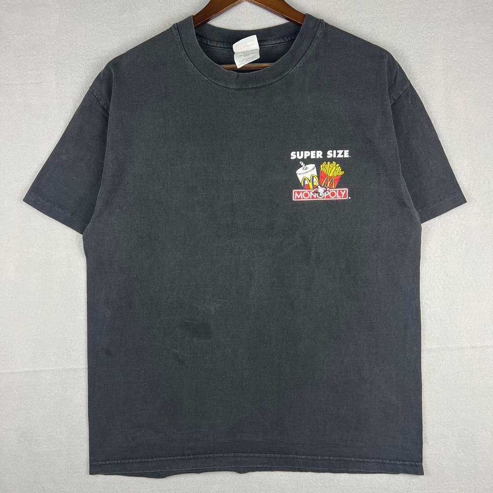 Vintage McDonald's Monopoly Super Size Take A Chance Black Promo Tee Shirt L